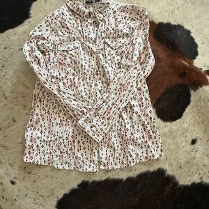 Cruel Girl White and Pink Button Down Shirt